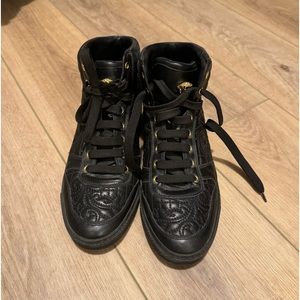 Versace Black Medusa Head High Top Hand Stitched Sneakers